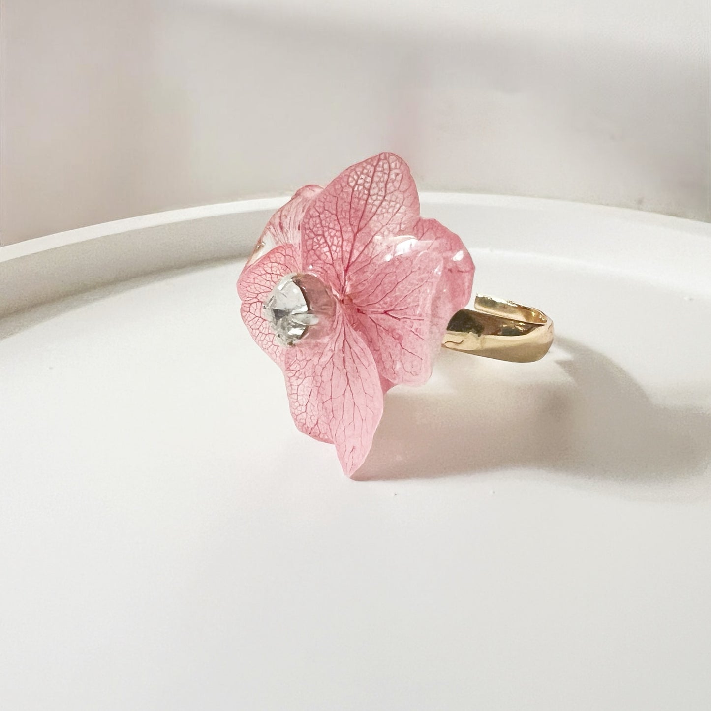 Real Hydrangea Crystal Ring