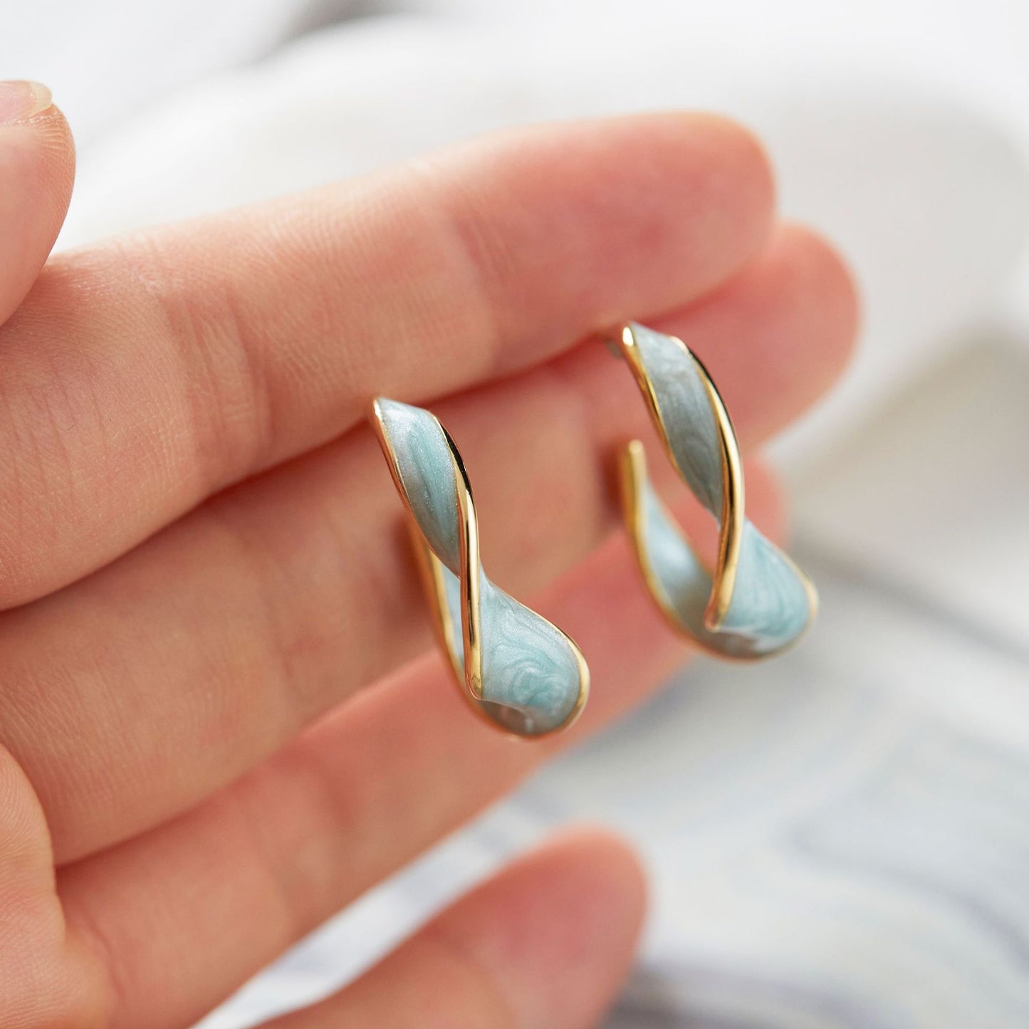 Twist Hoops Enamel Earrings
