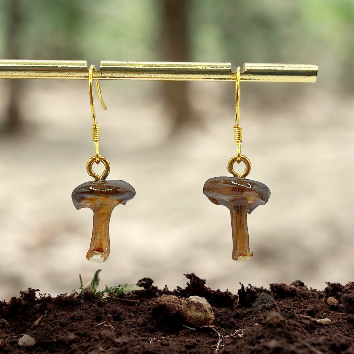 Tiny Mushroom Drop Earrings
