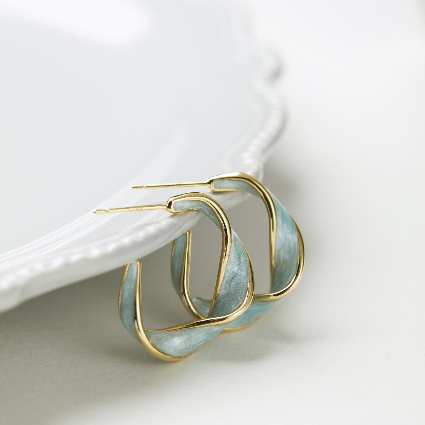 Twist Hoops Enamel Earrings