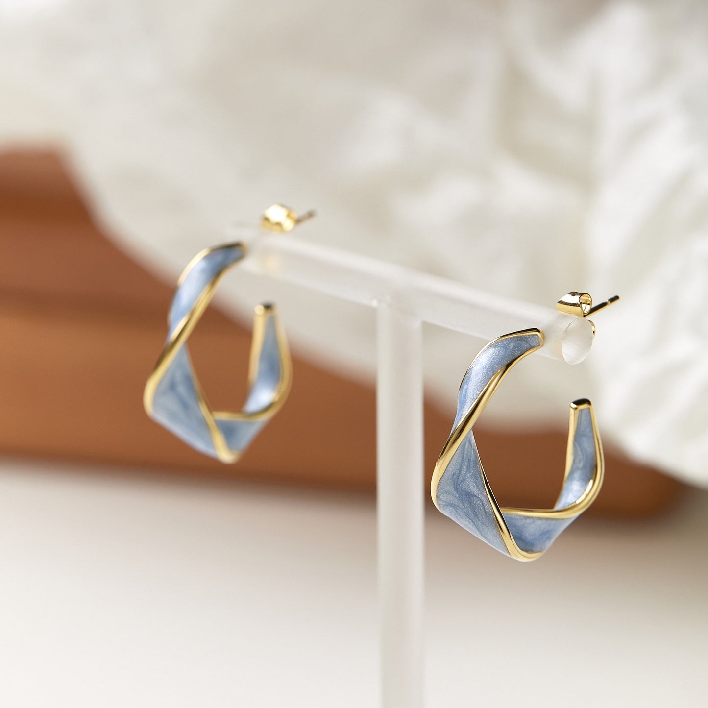 Twist Hoops Enamel Earrings