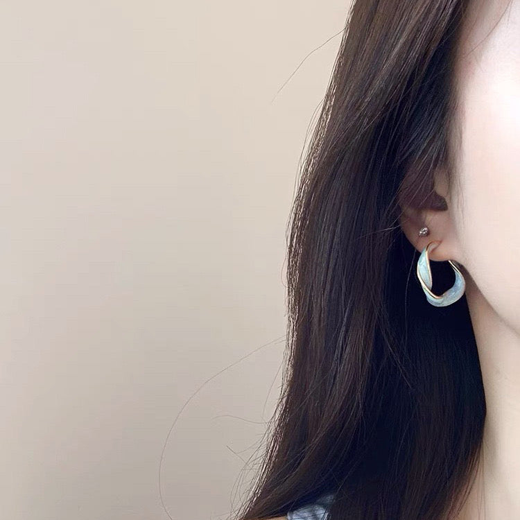 Twist Hoops Enamel Earrings