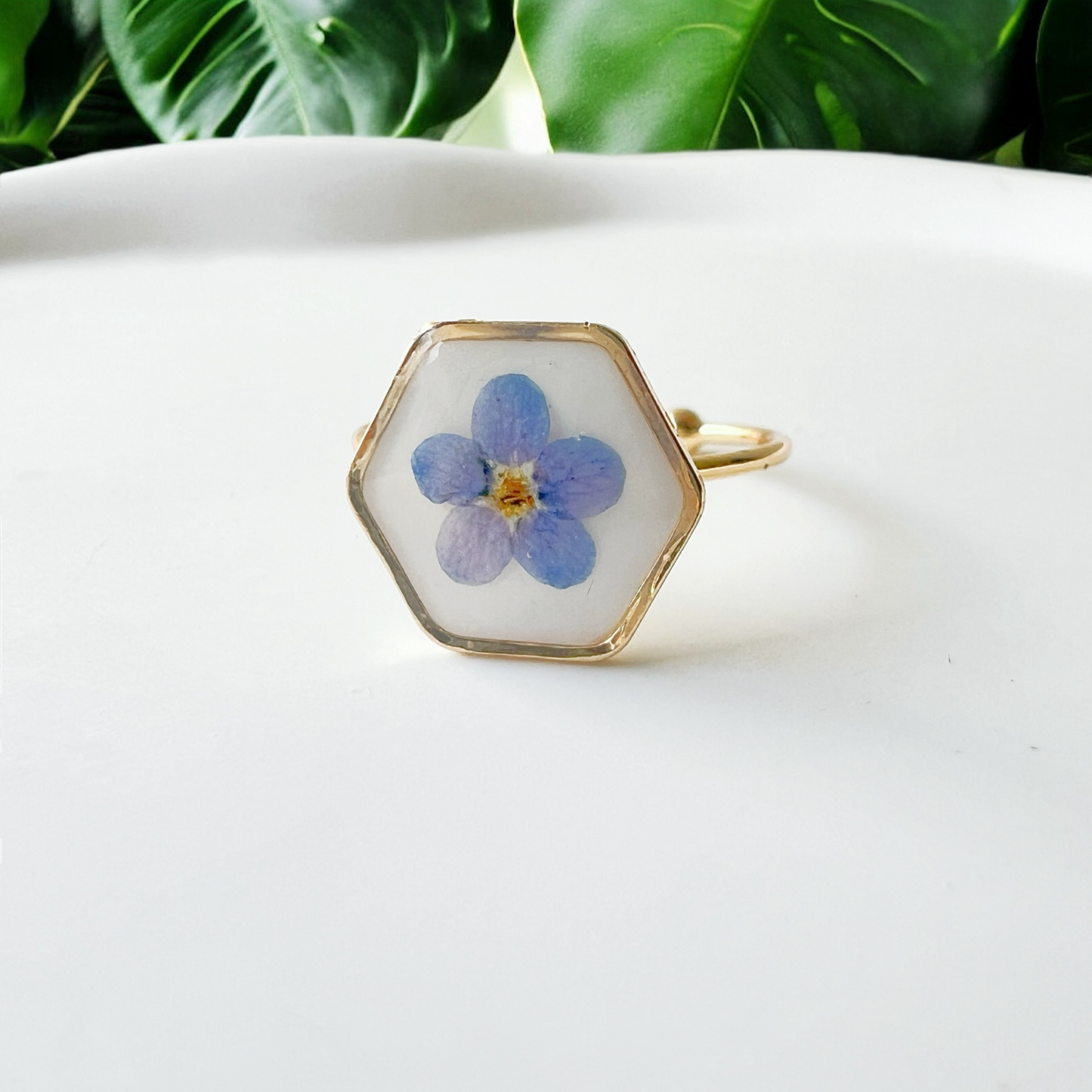 Forget-Me-Not Hexagon Ring