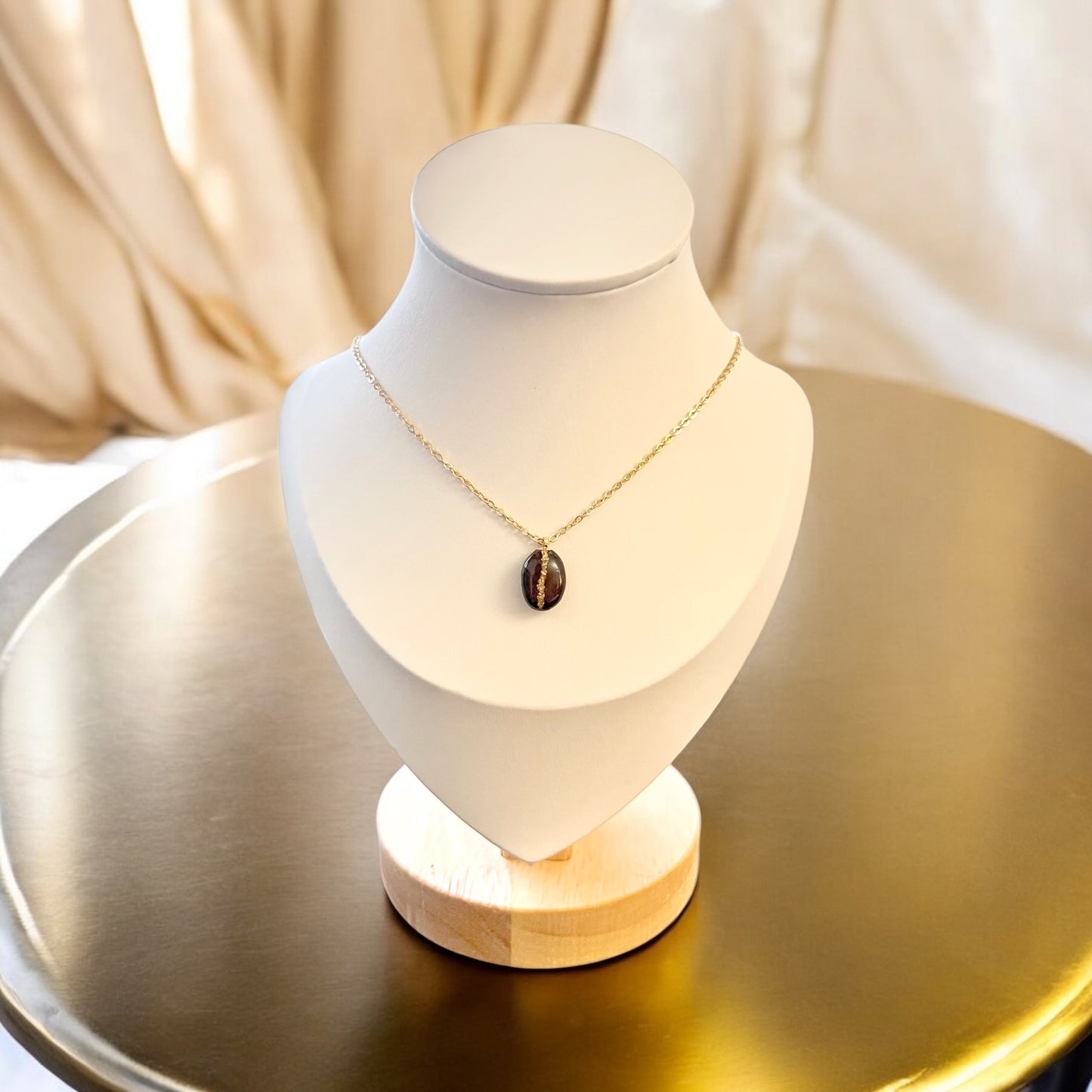 Real Coffee Bean Gold Necklace