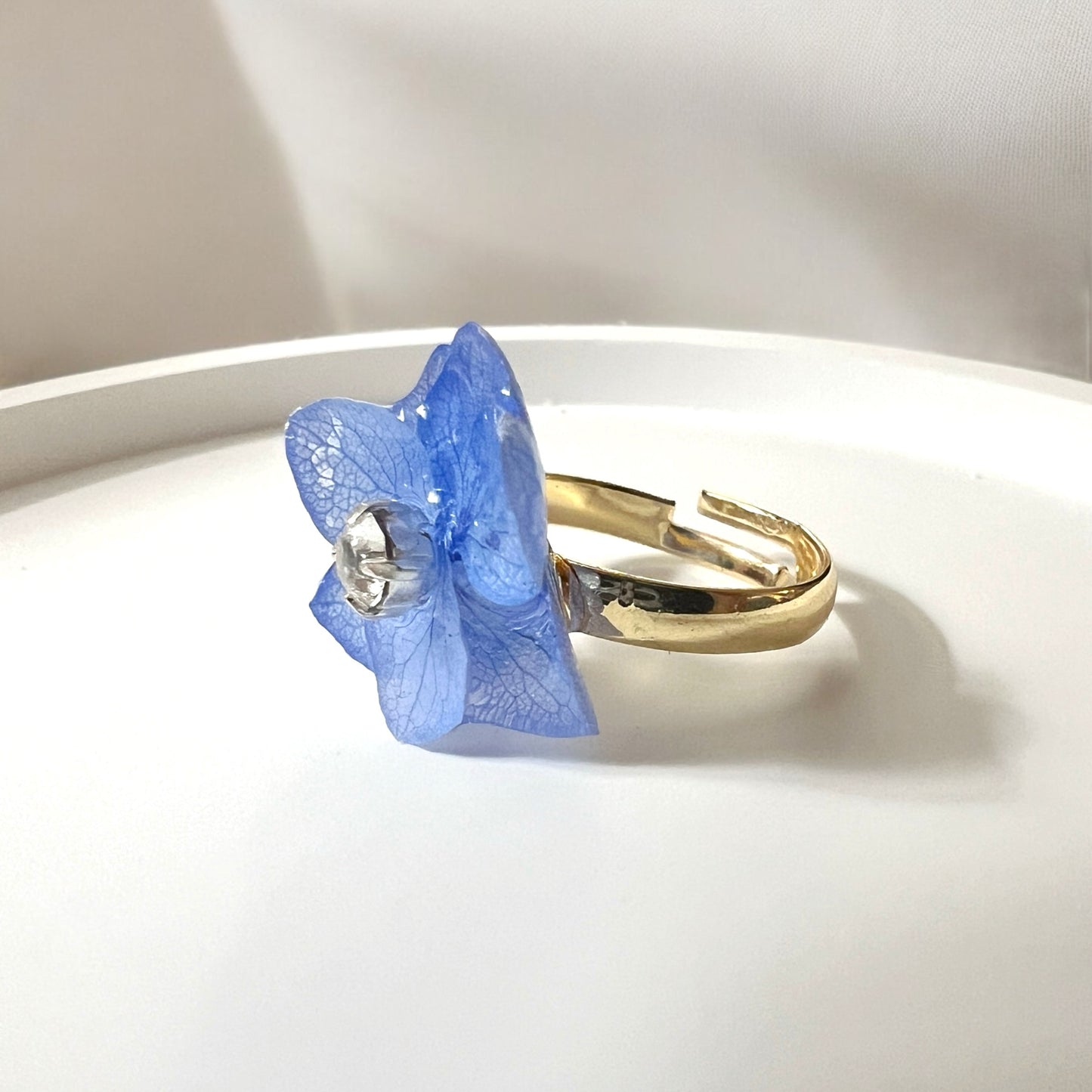 Real Hydrangea Crystal Ring