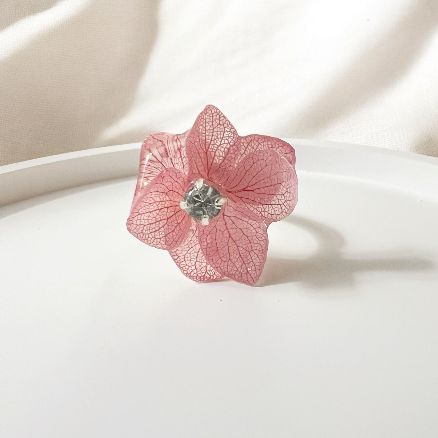 Real Hydrangea Crystal Ring