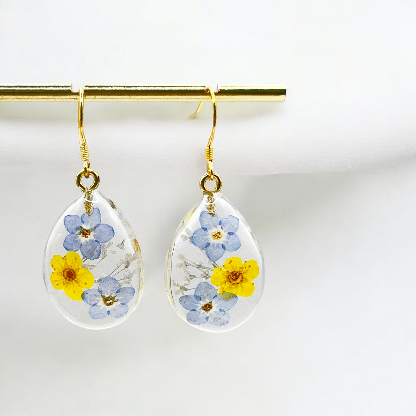 Forget-Me-Not & Plum Blossom Teardrop Earring