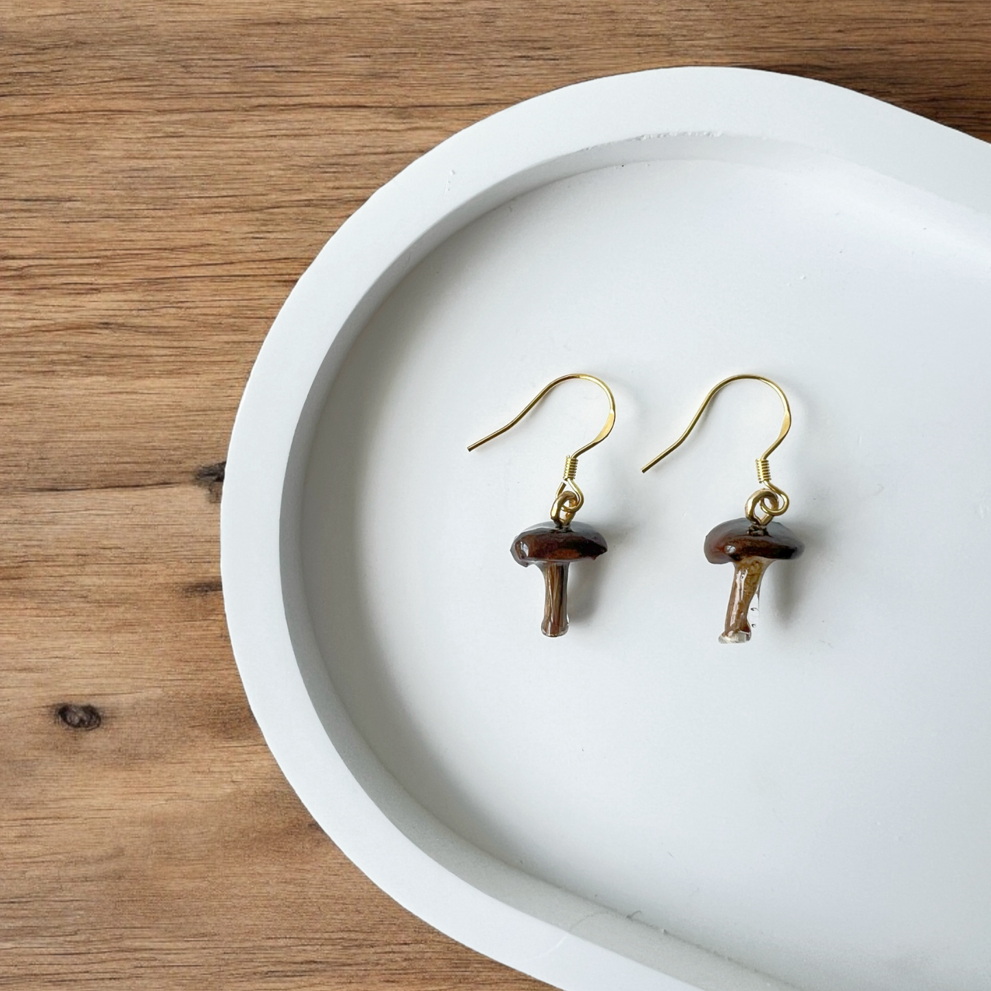 Tiny Mushroom Drop Earrings