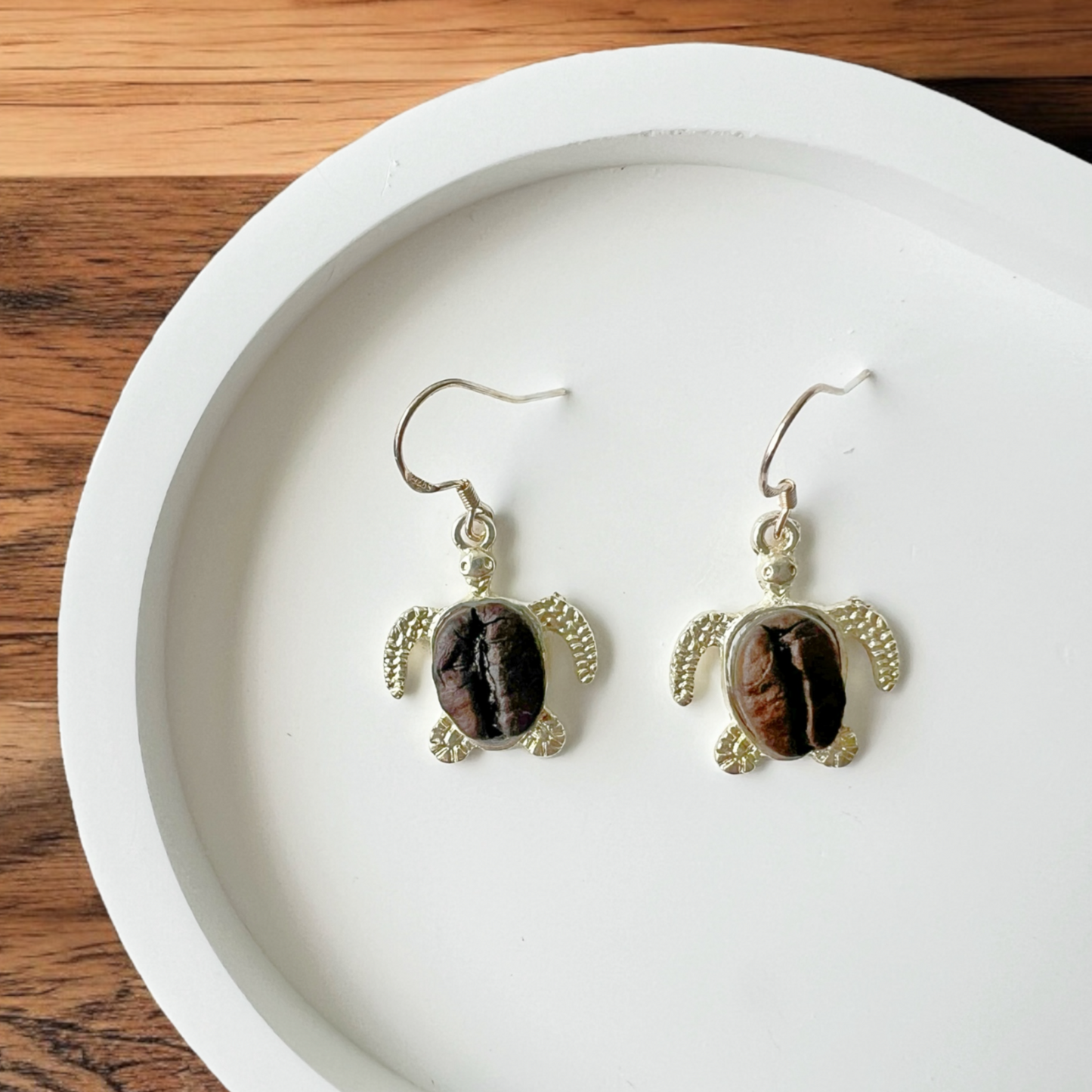 Coffee Bean Turtle Earrings