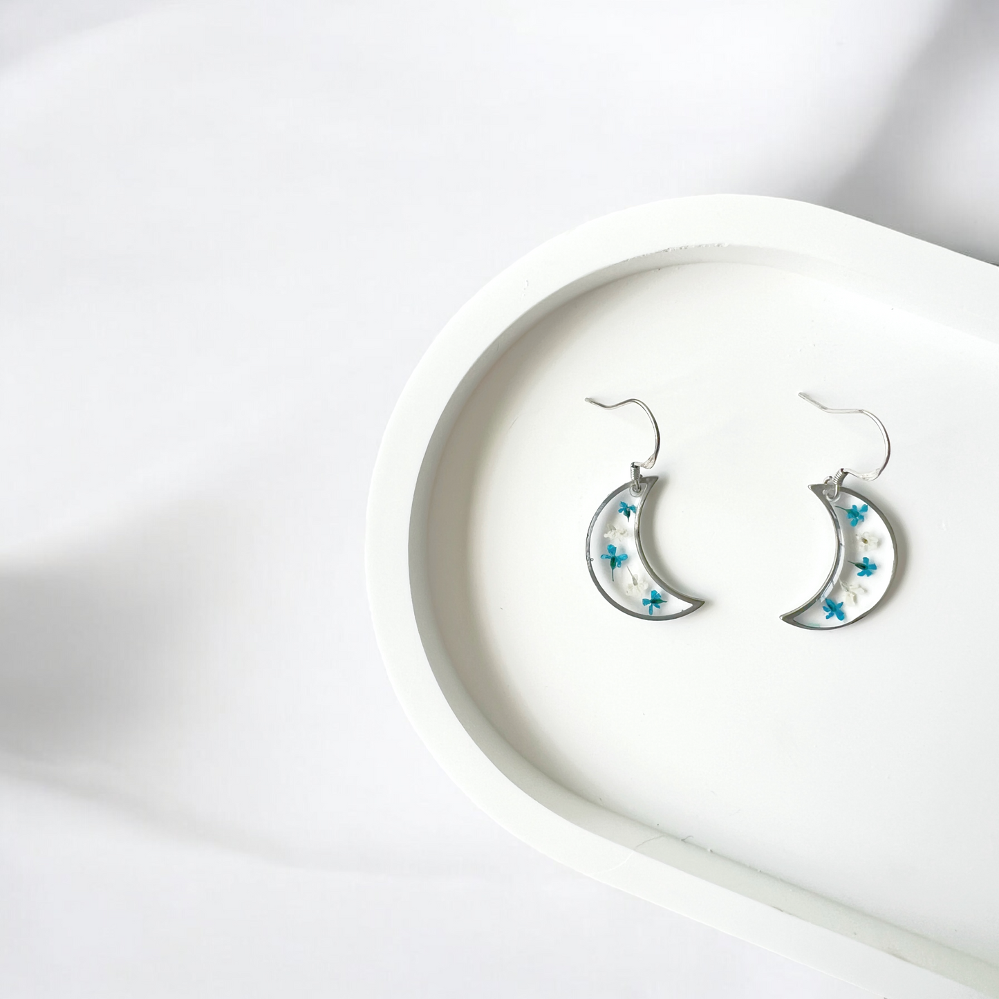 Flower Crescent Moon Earrings
