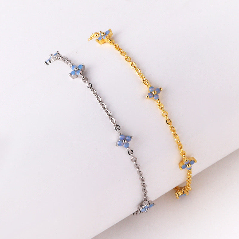 Blue Crystal Flower Station Bracelet