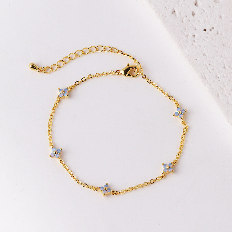 Blue Crystal Flower Station Bracelet