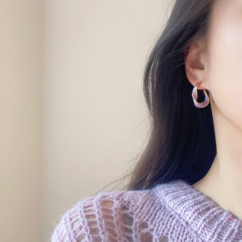 Twist Hoops Enamel Earrings