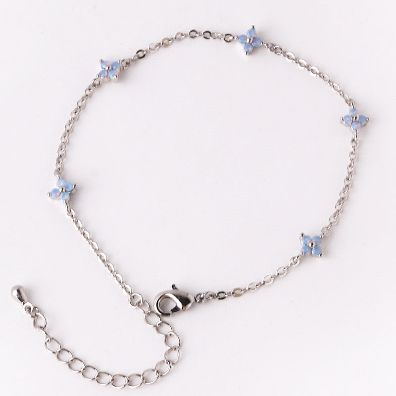 Blue Crystal Flower Station Bracelet