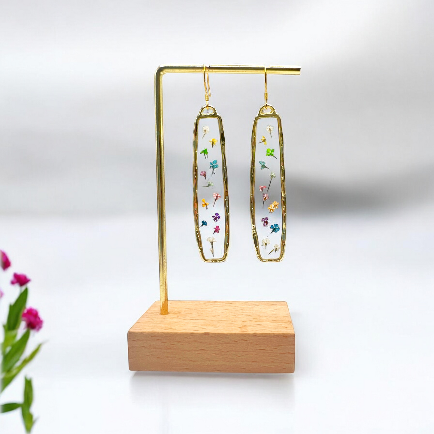 Rainbow Flora Bar Earrings