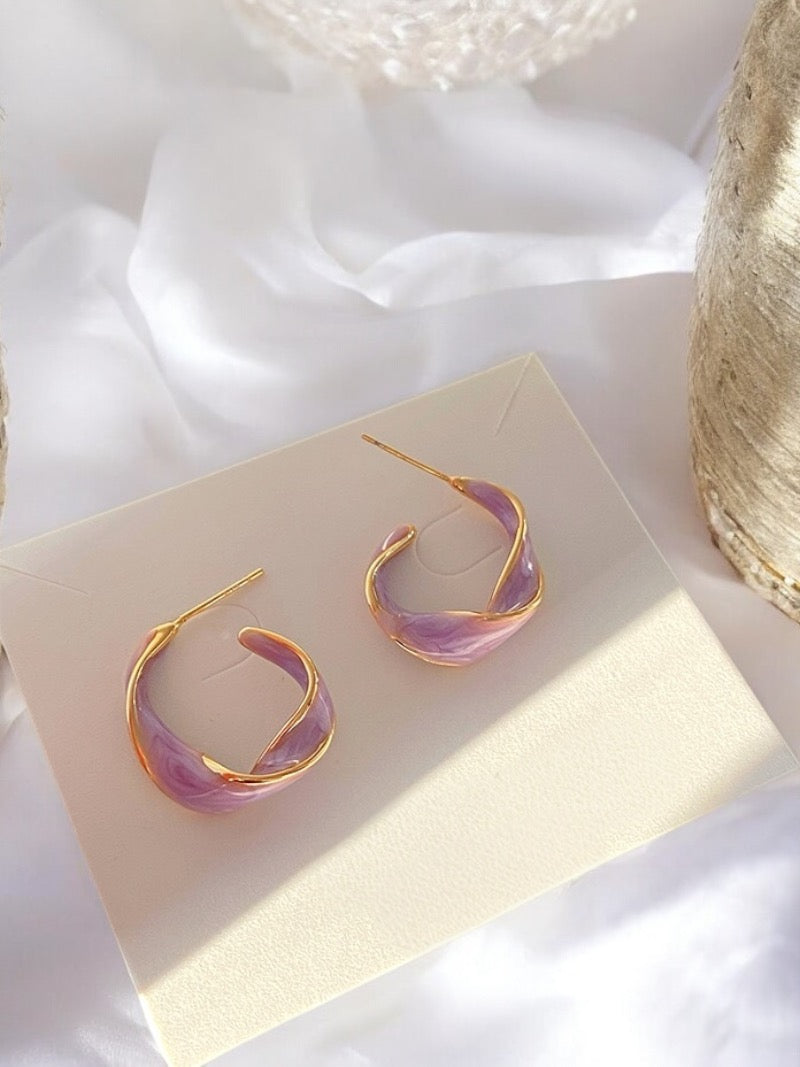Twist Hoops Enamel Earrings
