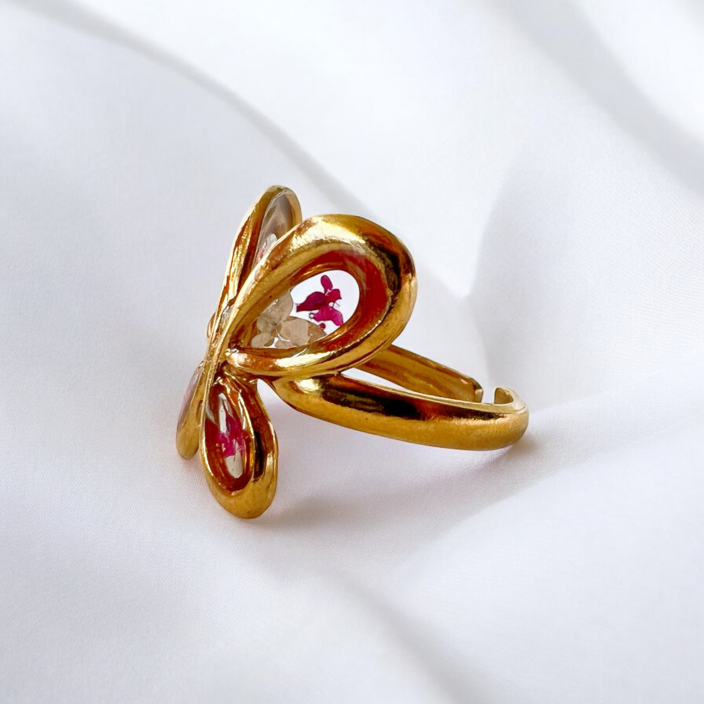 Real Flower Butterfly Ring