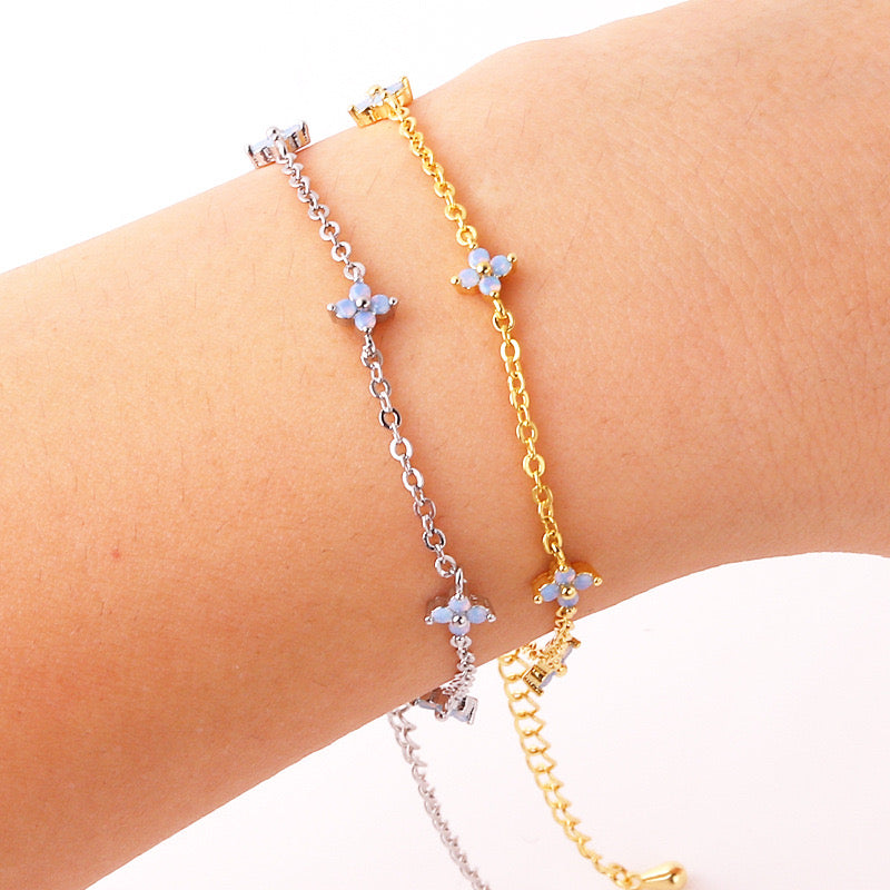 Blue Crystal Flower Station Bracelet
