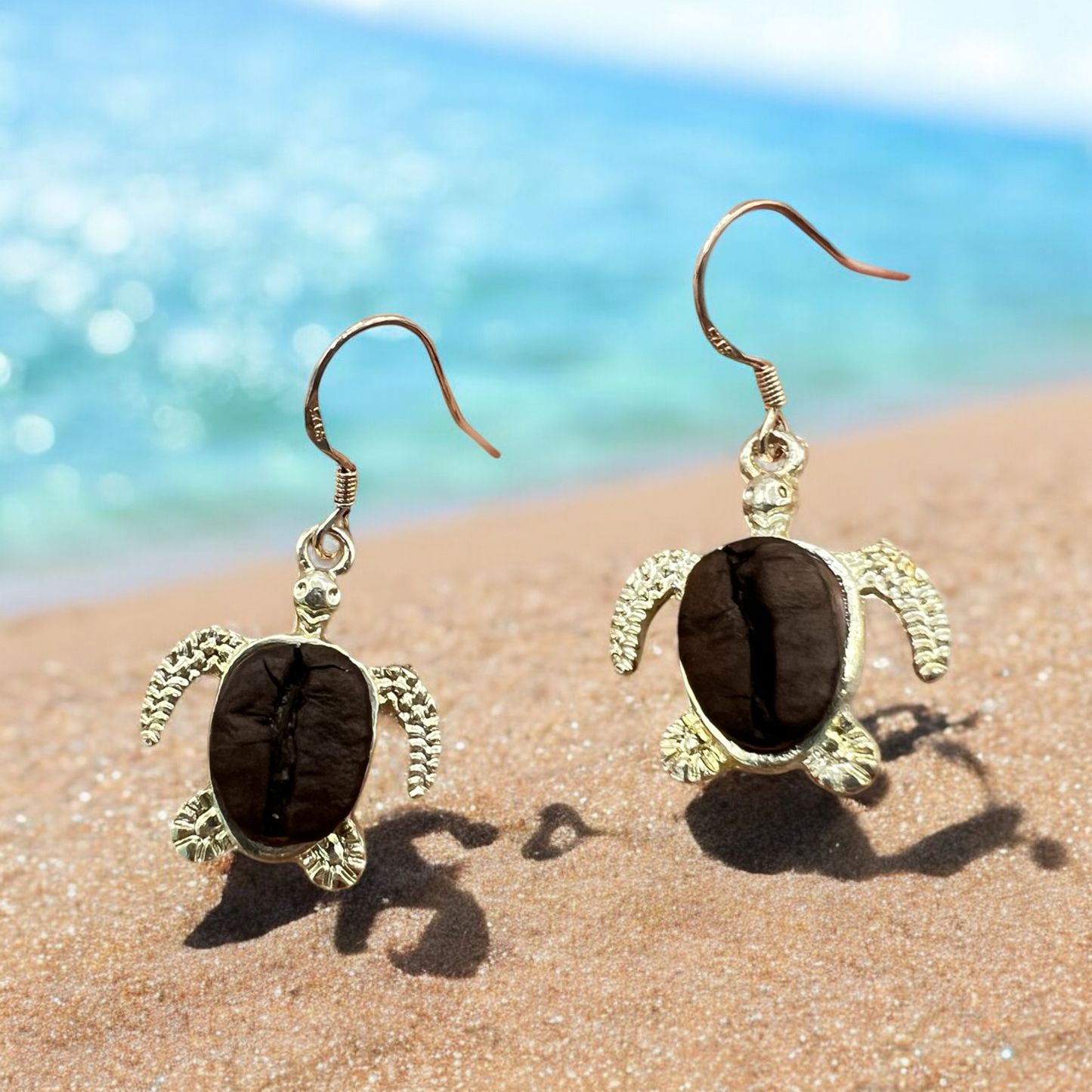 Coffee Bean Turtle Earrings