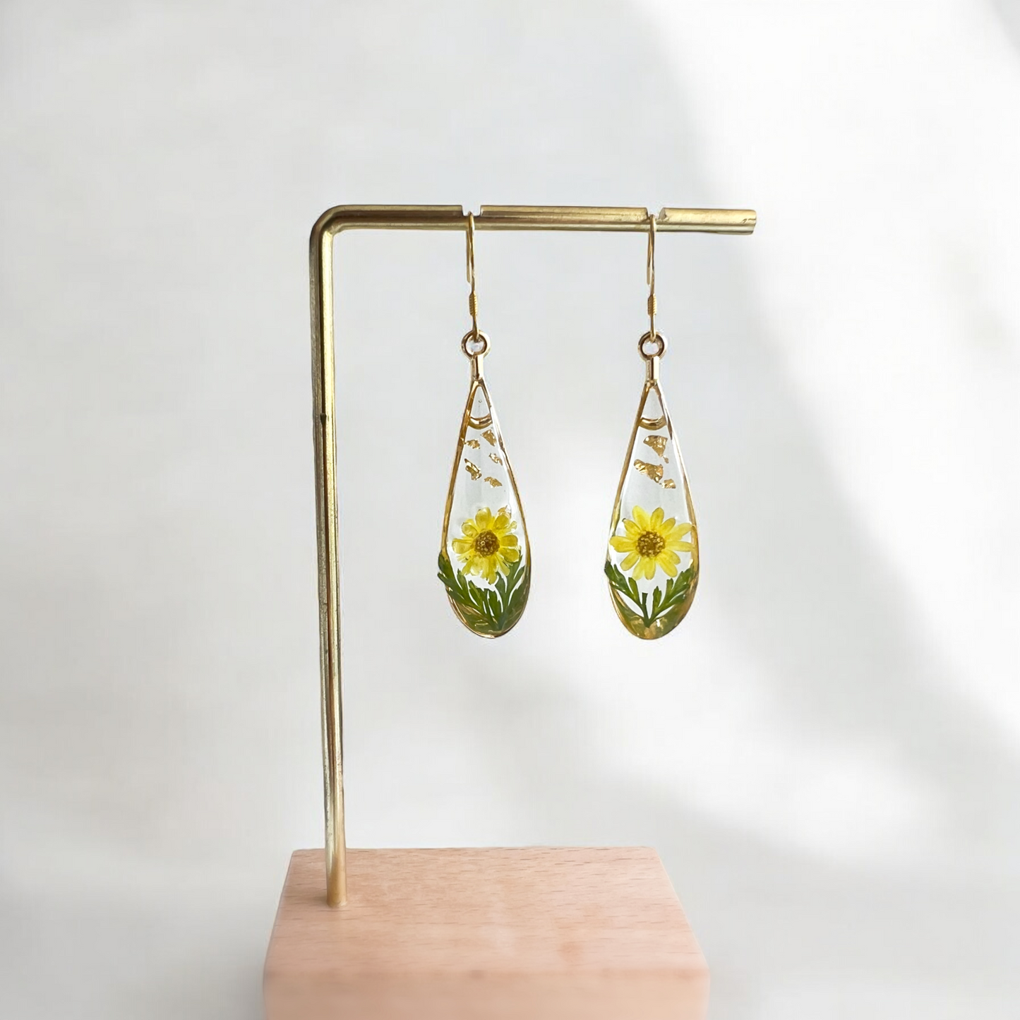 Golden Daisy Teardrop Earrings