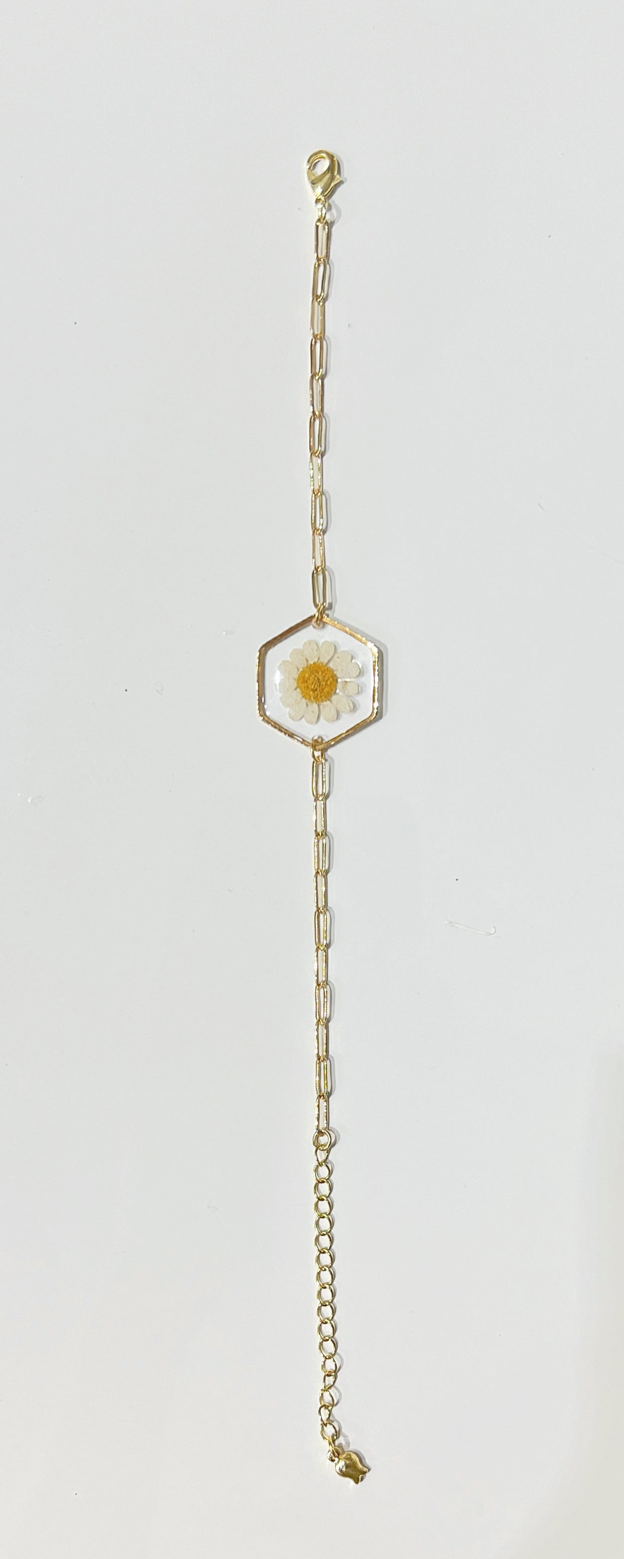 Daisy Hexagon Minimalist Chain Bracelet
