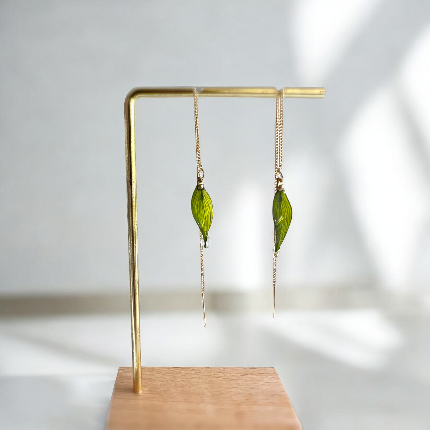 Spring Leaf Threader Earrings