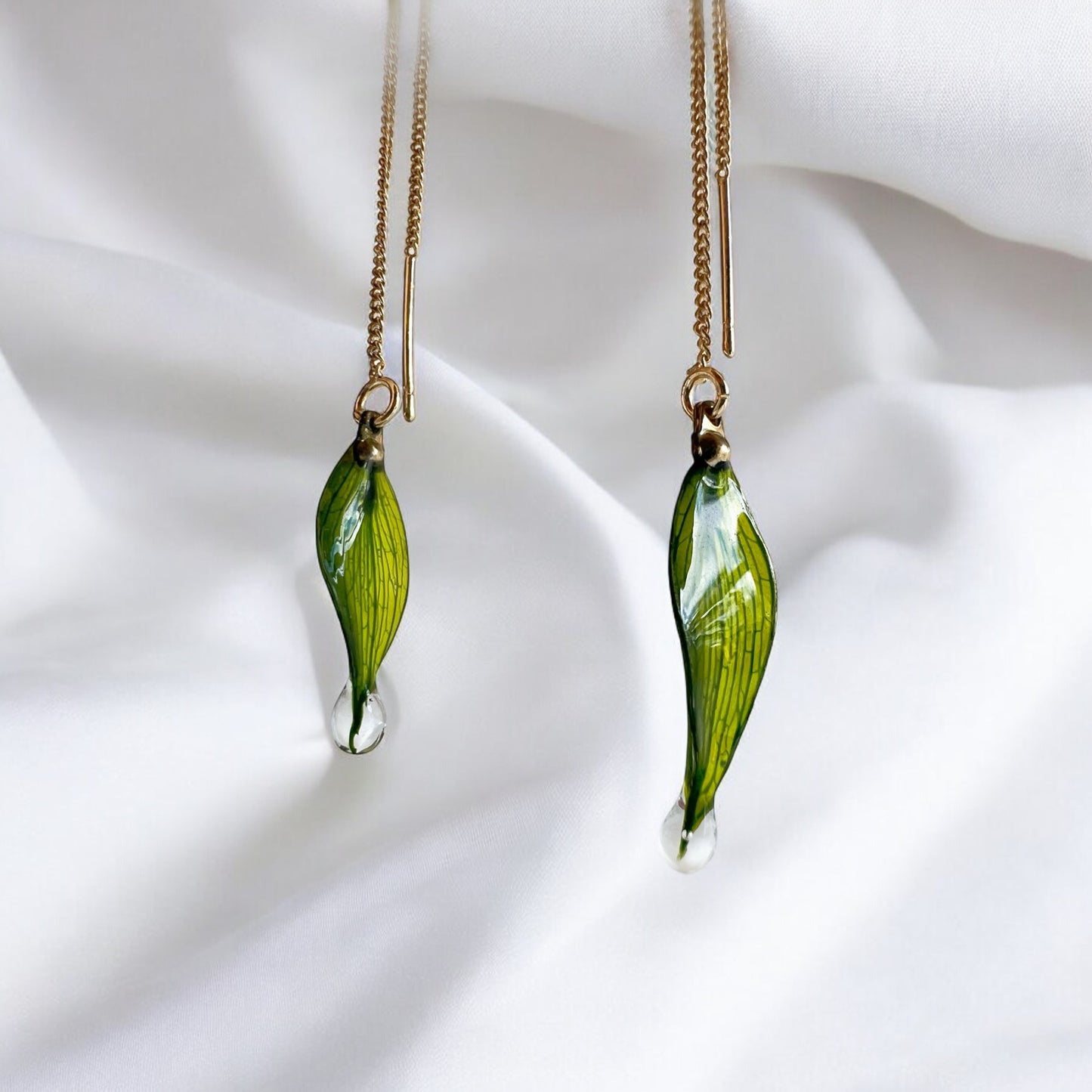 Spring Leaf Threader Earrings