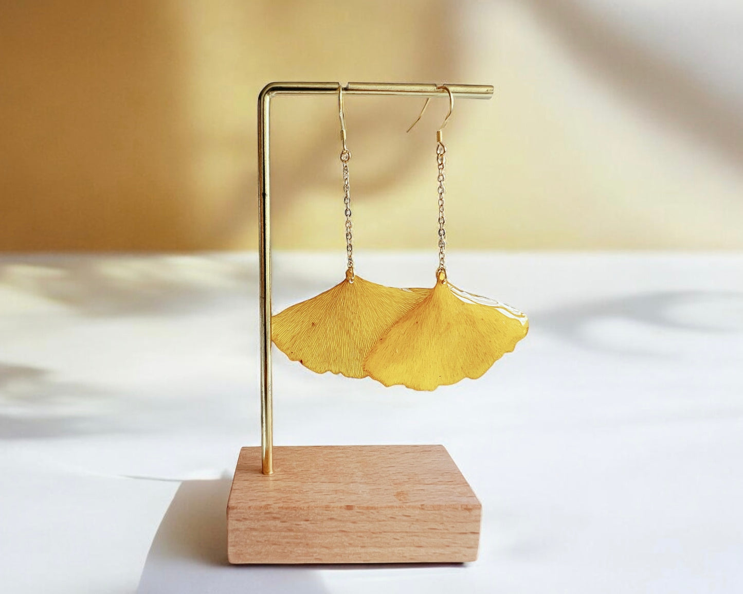 Golden Ginkgo Chain Earrings
