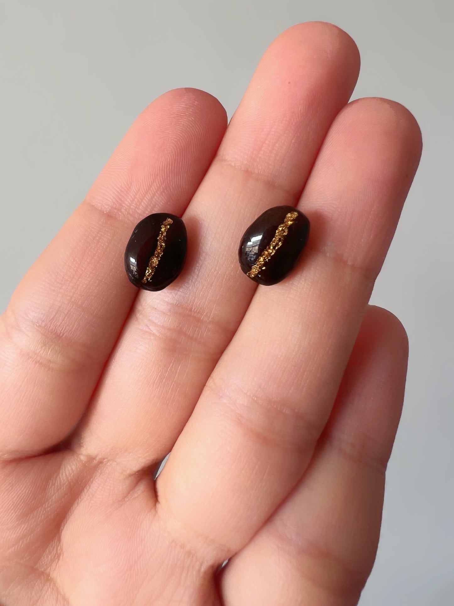 Kona Coffee Bean Gold Accent Studs