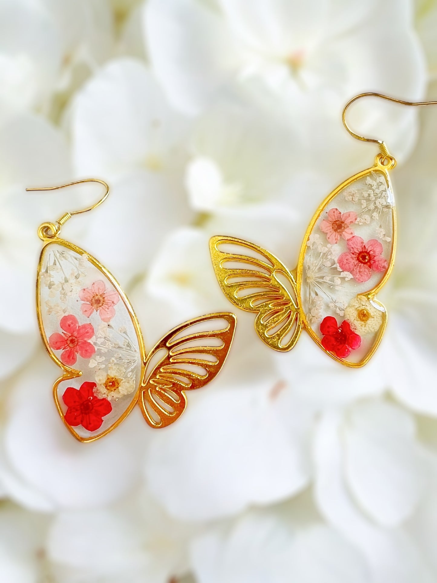 Pressed Flower Butterfly Earrings