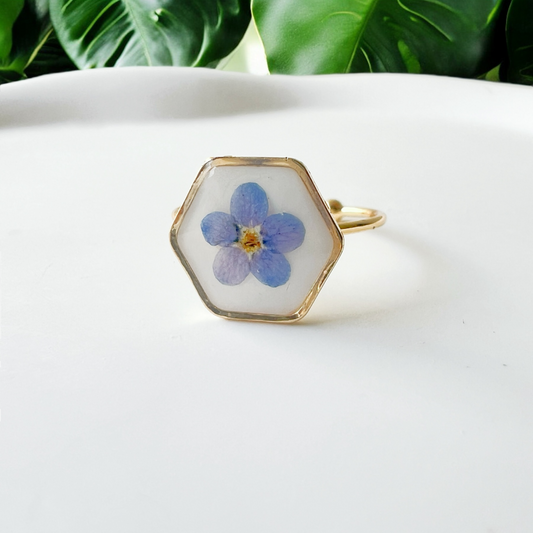 Forget-Me-Not Hexagon Ring