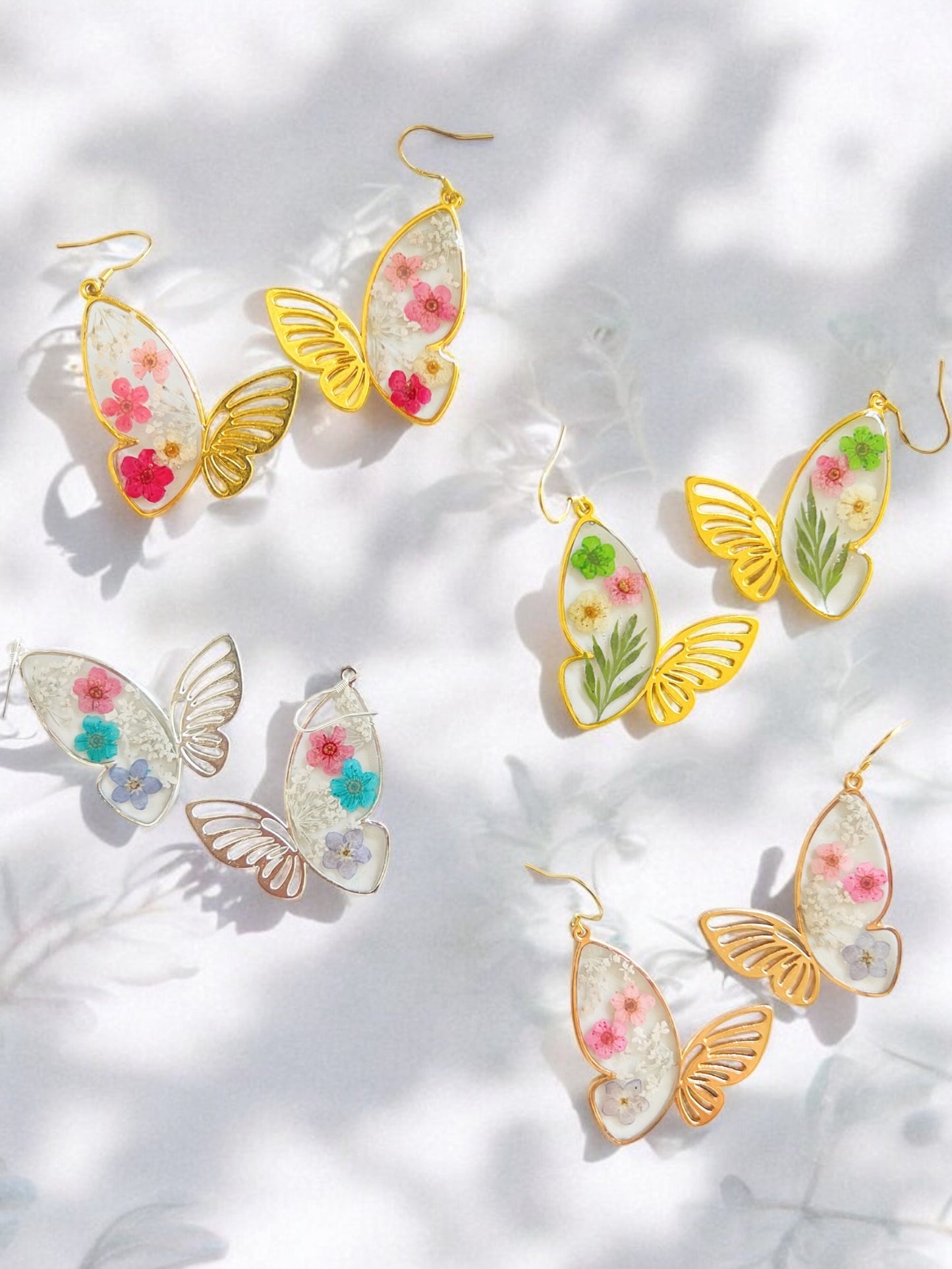 Pressed Flower Butterfly Earrings