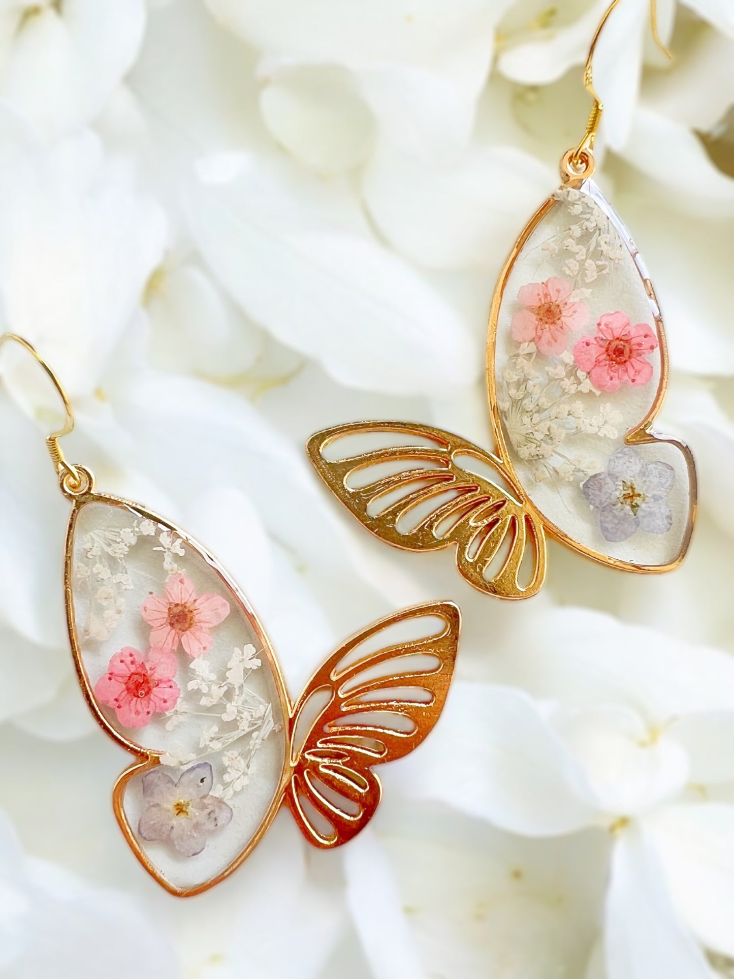 Pressed Flower Butterfly Earrings