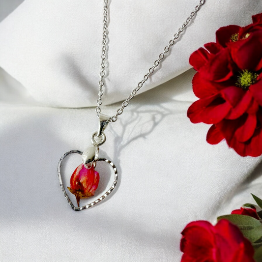 Red Boronia Heart Necklace