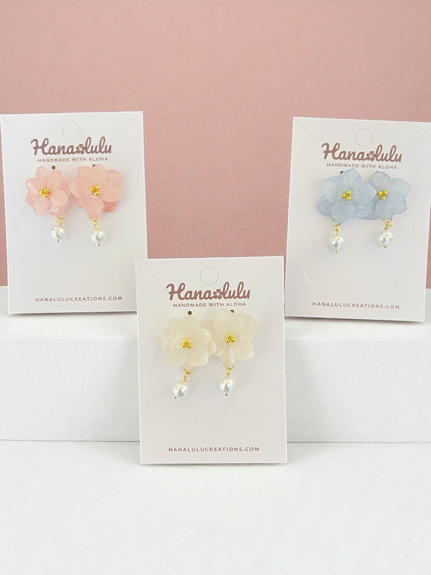 Hydrangea Earrings with Pearls