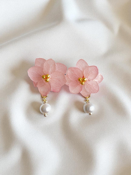 Hydrangea Earrings with Pearls