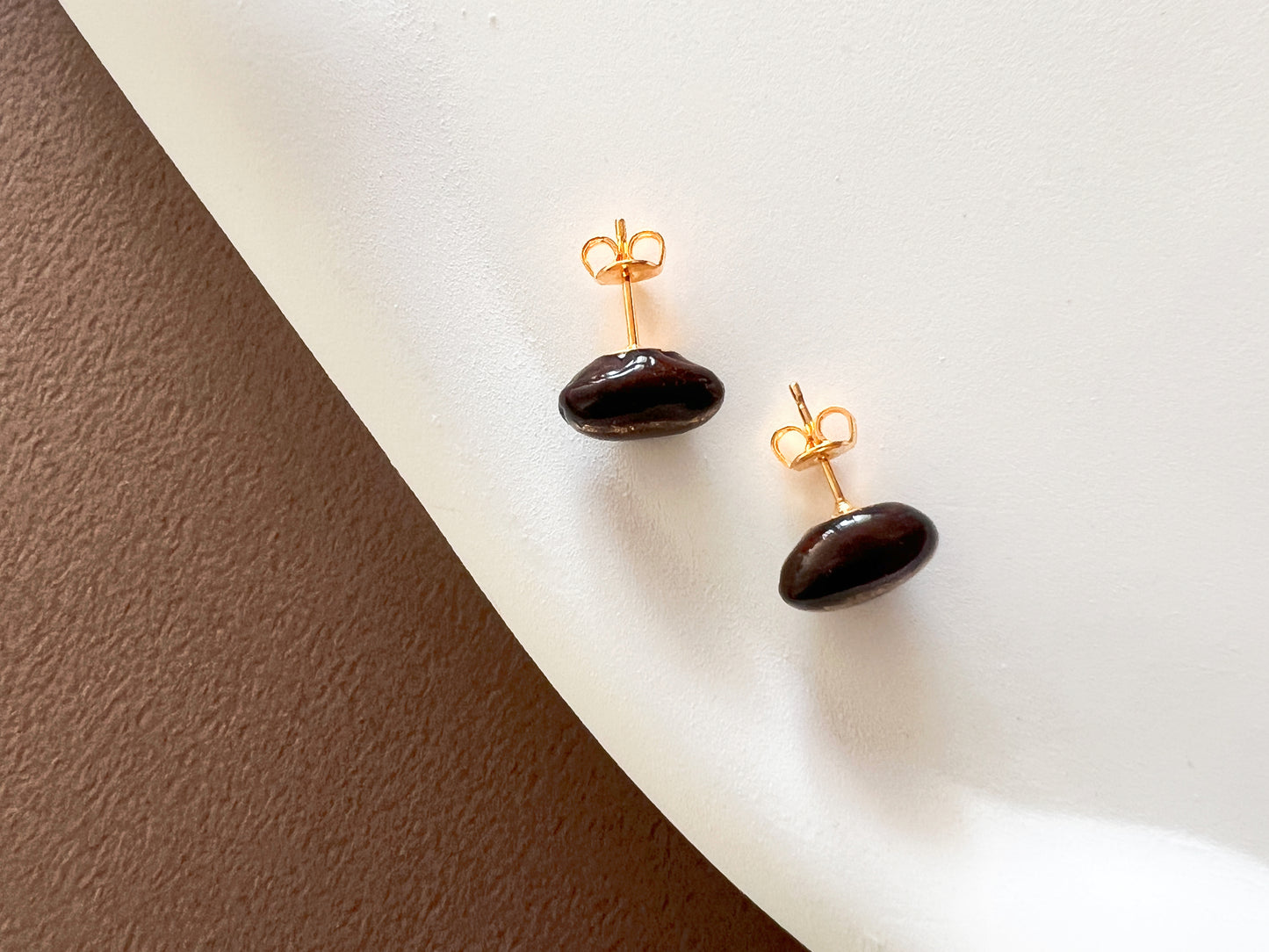 Kona Coffee Bean Gold Accent Studs