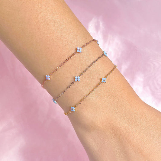 Blue Crystal Flower Station Bracelet