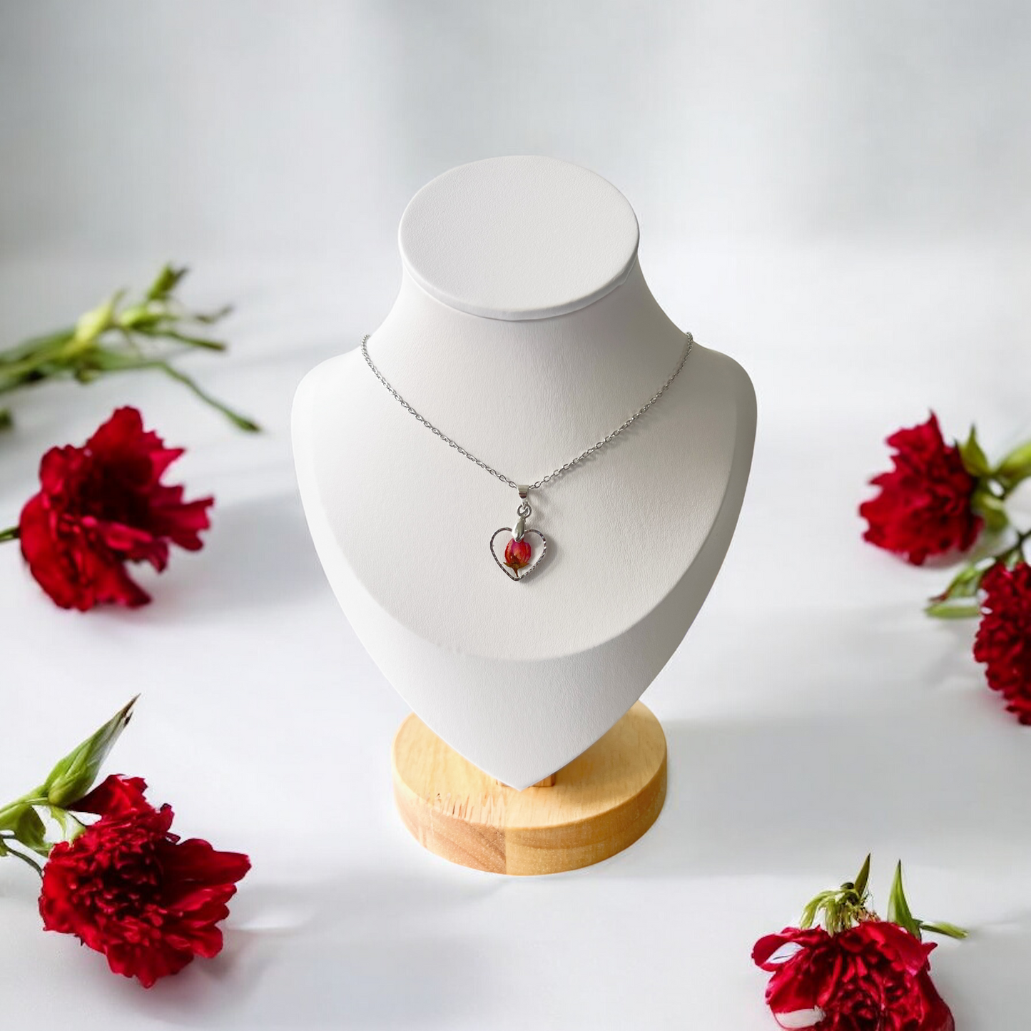 Red Boronia Heart Necklace