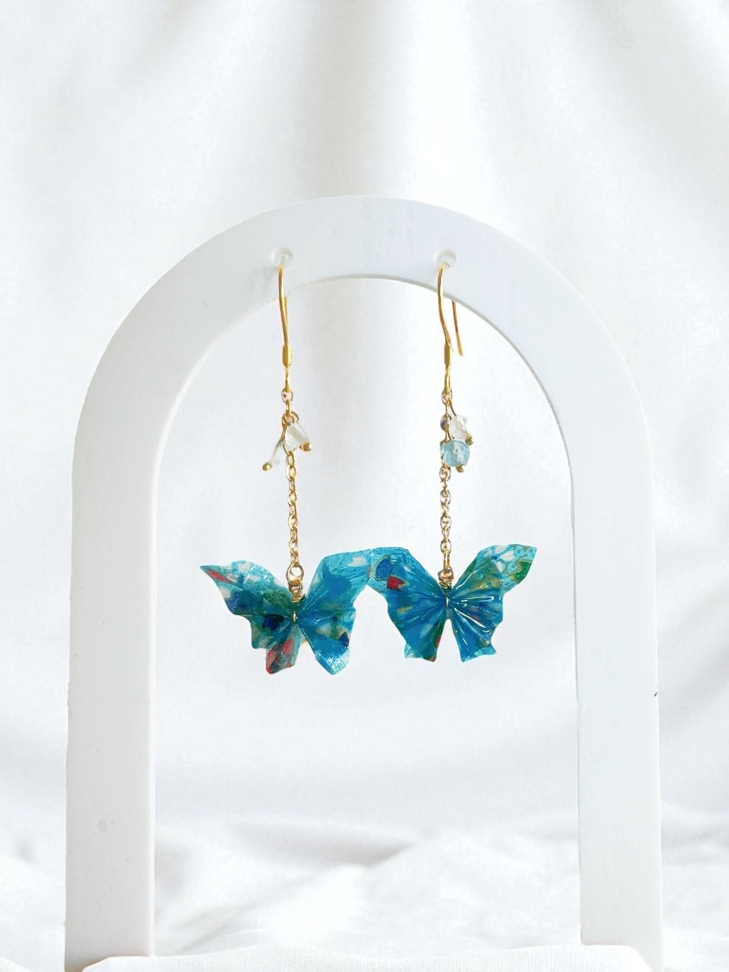 Origami Butterfly Earrings with Natural Quartz
