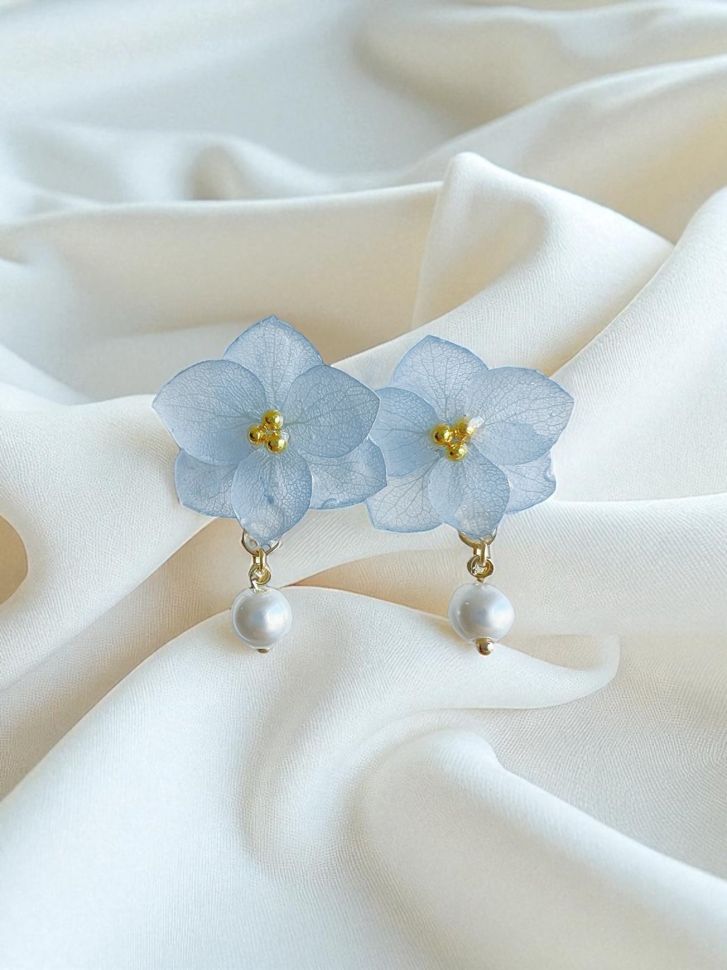 Hydrangea Earrings with Pearls