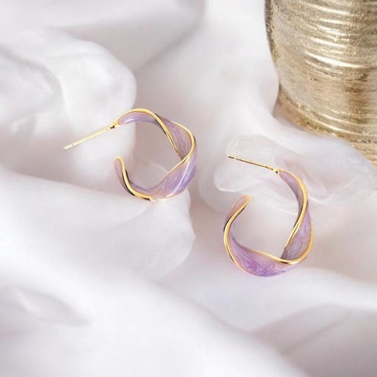 Twist Hoops Enamel Earrings