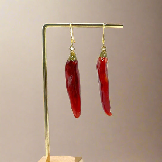 "I'M SO HOT" Real Chili Peppers Earrings