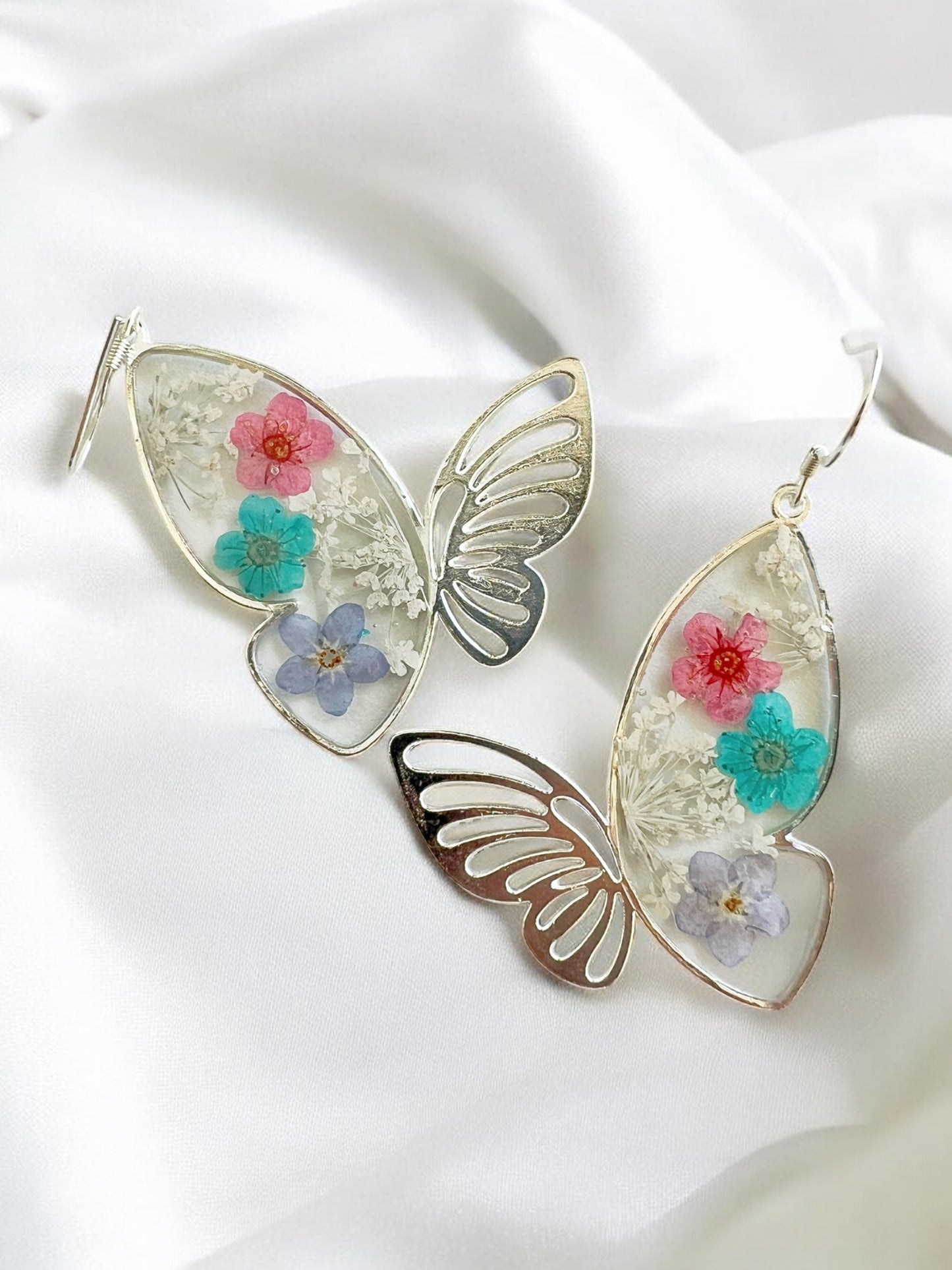 Pressed Flower Butterfly Earrings