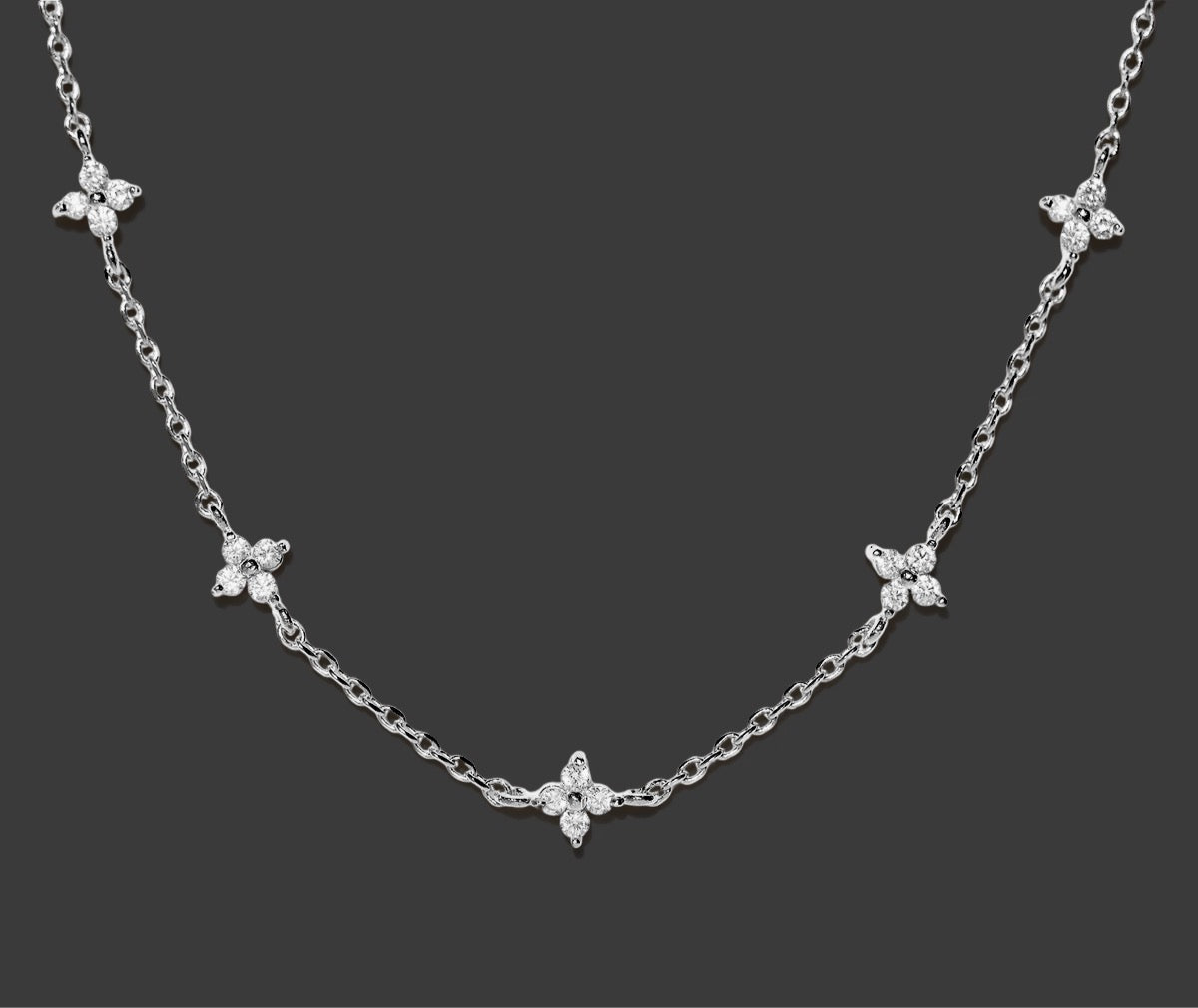 Crystal Clover Station Necklace