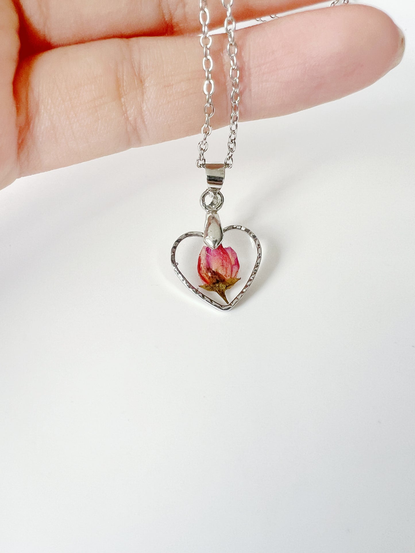 Red Boronia Heart Necklace