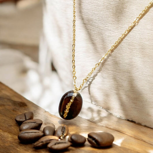 Real Coffee Bean Gold Necklace