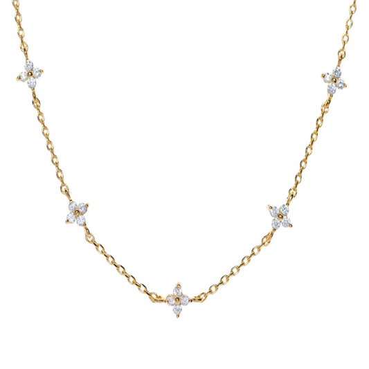 Crystal Clover Station Necklace