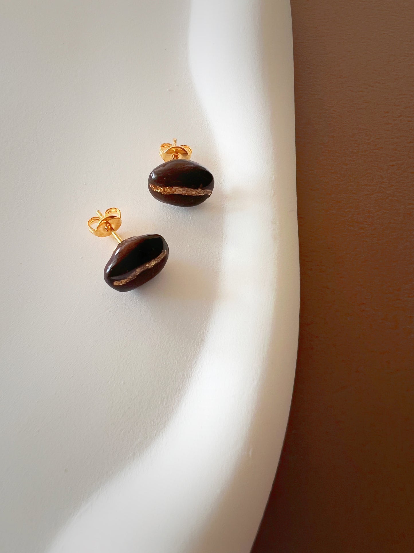 Kona Coffee Bean Gold Accent Studs