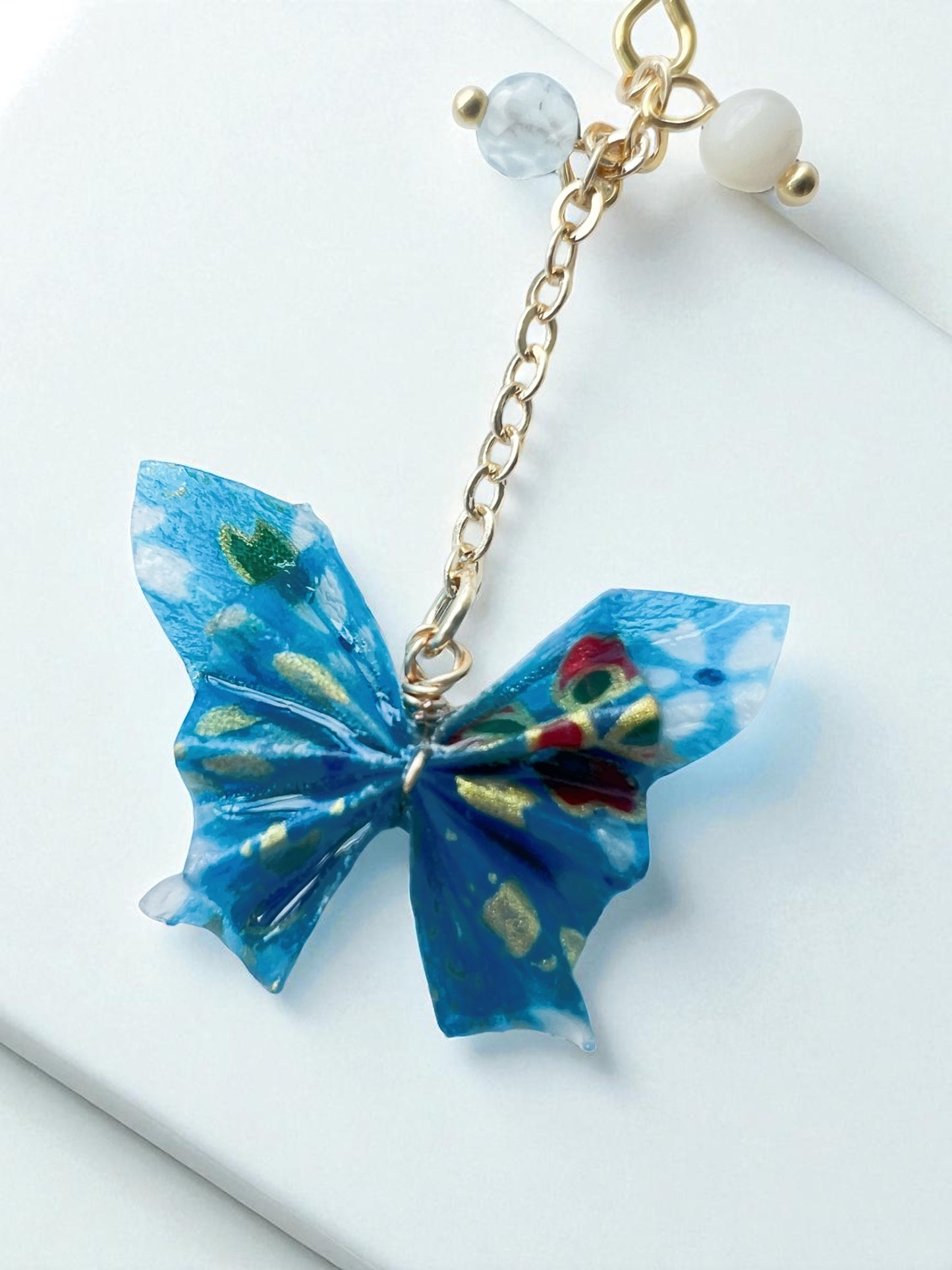 Origami Butterfly Earrings with Natural Quartz